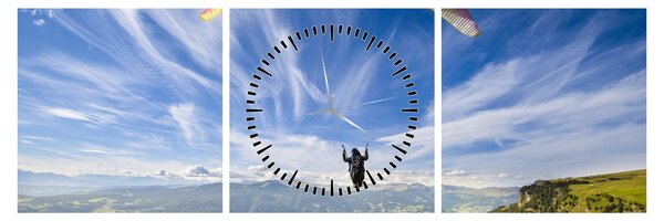 Obraz - Paragliding (s hodinami) (90x30 cm)