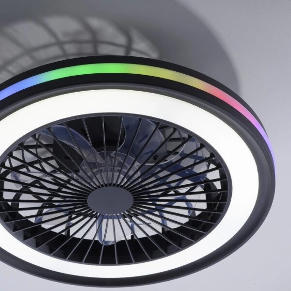 JUST LIGHT. 14649-18 - LED RGBW Stm stropní ventilátor BRANDON LED/36W/230V + DO