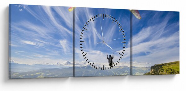 Obraz - Paragliding (s hodinami) (90x30 cm)