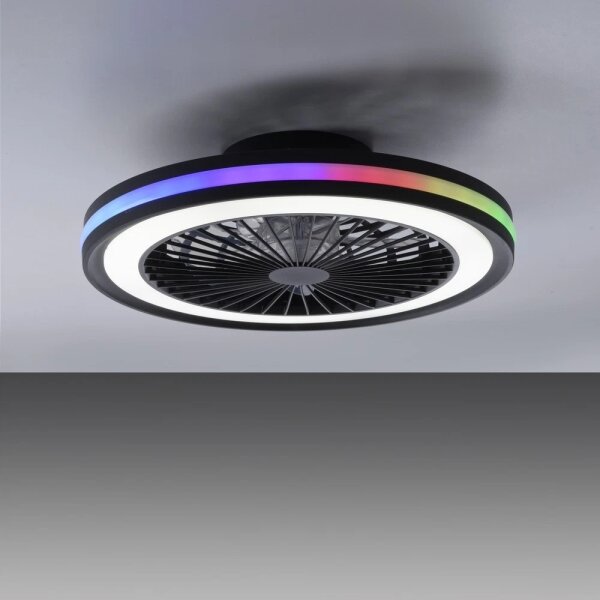 JUST LIGHT. 14649-18 - LED RGBW Stm stropní ventilátor BRANDON LED/36W/230V + DO
