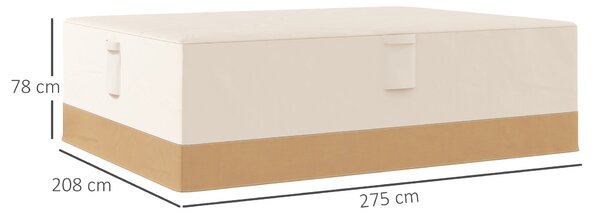 Ochranný potah na zahradní nábytek Outsunny 275x208x78 Oxford 600D Voděodolný potah na pohovku a stůl s 4 větracími otvory, 5 úchyty a béžovým stahova