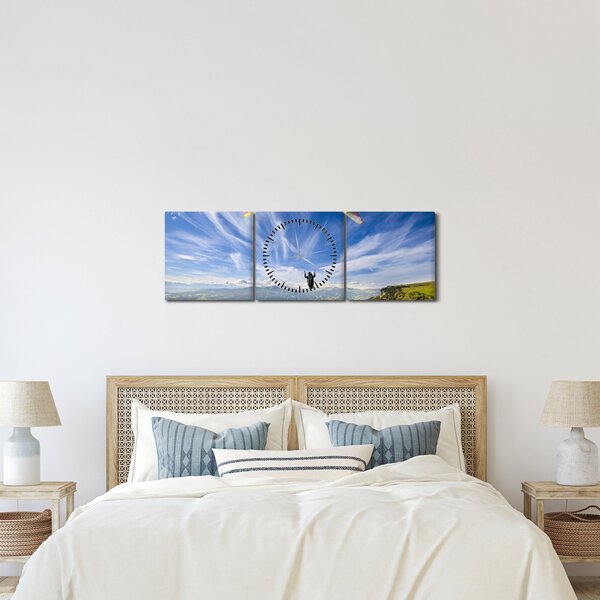 Obraz - Paragliding (s hodinami) (90x30 cm)