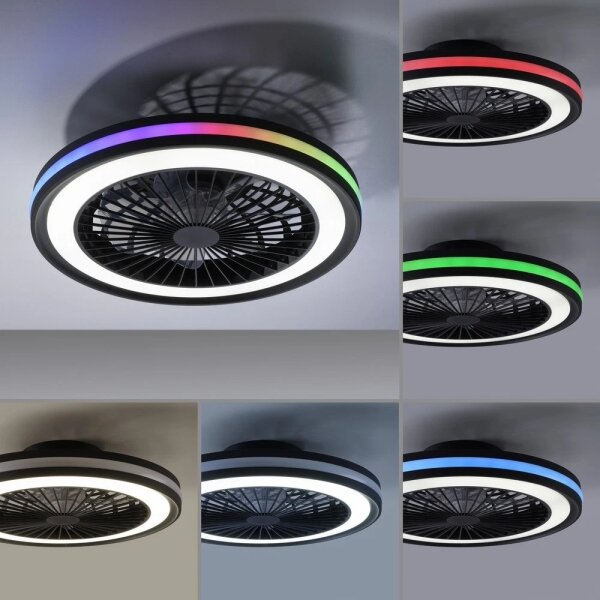 JUST LIGHT. 14649-18 - LED RGBW Stm stropní ventilátor BRANDON LED/36W/230V + DO