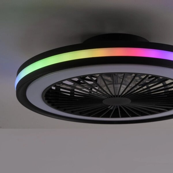 JUST LIGHT. 14649-18 - LED RGBW Stm stropní ventilátor BRANDON LED/36W/230V + DO