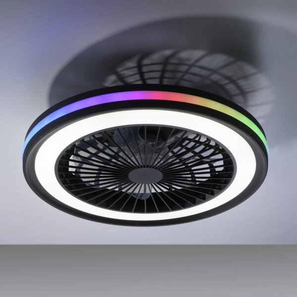 JUST LIGHT. 14649-18 - LED RGBW Stm stropní ventilátor BRANDON LED/36W/230V + DO