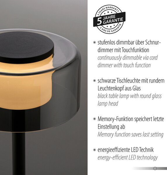 STOLNÍ LED LAMPA, posuvný stmívač, 15/15/33 cm - Stolní lampy