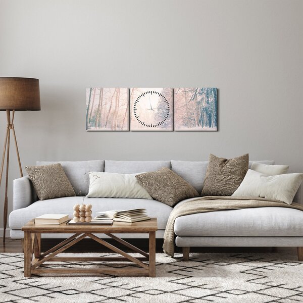 Obraz - Výhled do lesa (s hodinami) (90x30 cm)