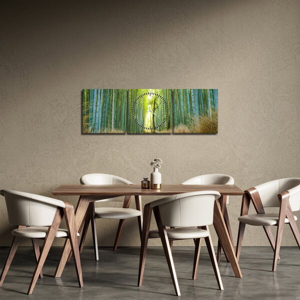 Obraz - Ulička s bambusy (s hodinami) (90x30 cm)