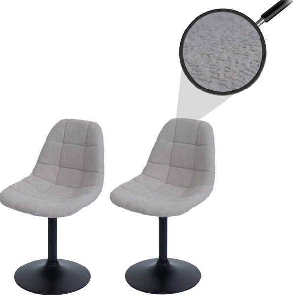 Sada 2 jídelních židlí HWC-A60, kuchyňská otočná židle, ocel Tkanina /textil bouclé (450g/m²) taupe