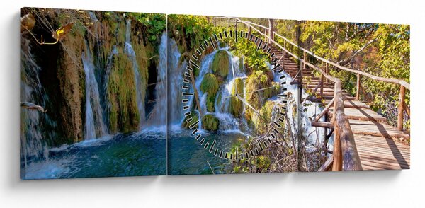 Obraz - Vstup na vodopády (s hodinami) (90x30 cm)