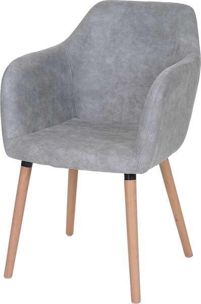 Jídelní židle Malmö T381, židle kuchyňská židle, retro design 50. let textil, vintage betonová šedá, světlé nohy