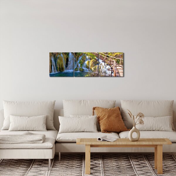 Obraz - Vstup na vodopády (s hodinami) (90x30 cm)
