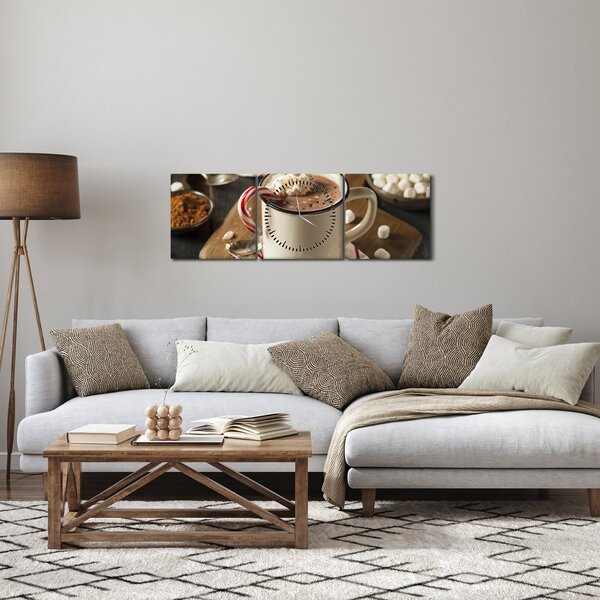 Obraz - Horká čokoláda (s hodinami) (90x30 cm)