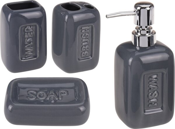 Sada koupelnových doplňků Bathroom Solutions, keramika, 4 kusy, antracit