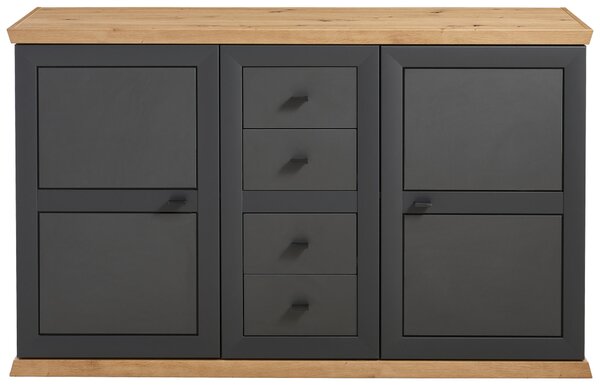ŠIROKÁ KOMODA, antracitová, dub artisan, 148,6/89,5/43 cm Hom`in - Široké komody
