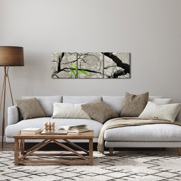 Obraz - Praskliny (s hodinami) (90x30 cm)