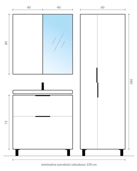 Cersanit City skříňka 40x14.1x80 cm se zrcadlem bílá S584-022-DSM