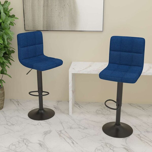 Barové židle 2 ks modré textil 334286