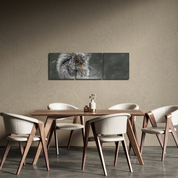 Obraz - Veverka v zimě (s hodinami) (90x30 cm)
