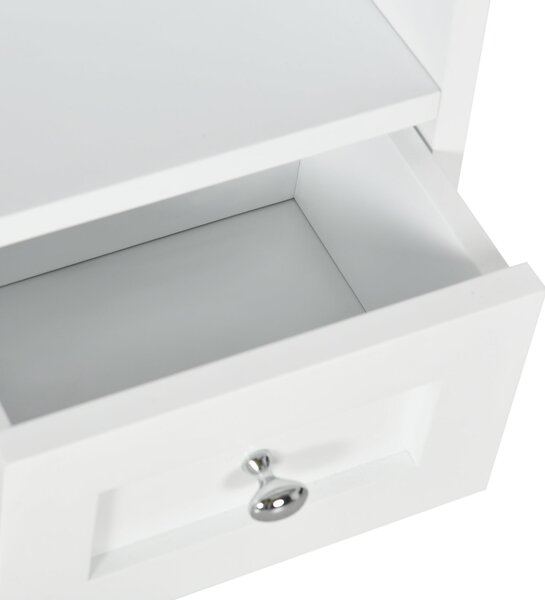 Kleankin Nástěnná skříňka do koupelny - Zavěsná skříňka s 2 dveřmi a 2 šuplíky pro moderní kuchyň 50,8x17,8x66 cm Bílá | Aosom