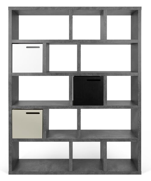 Šedá knihovna v dekoru betonu 150x198 cm Berlin – TemaHome