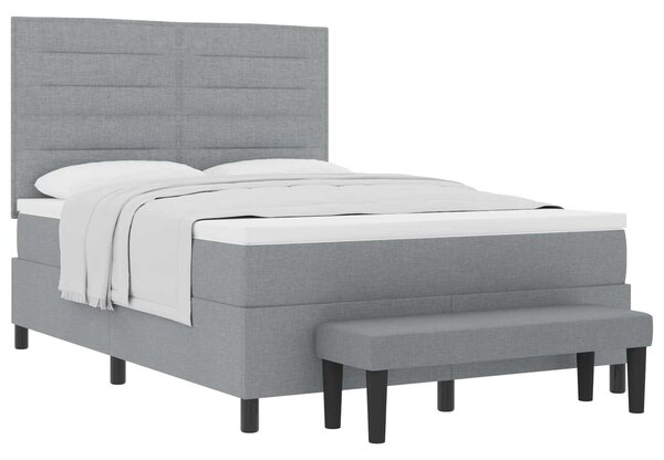 Postel s boxspringem s čelo Světle šedá 140 x 190 cm textil 3343988