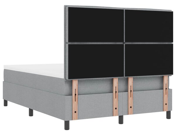 Postel s boxspringem s čelo Světle šedá 140 x 190 cm textil 3343988