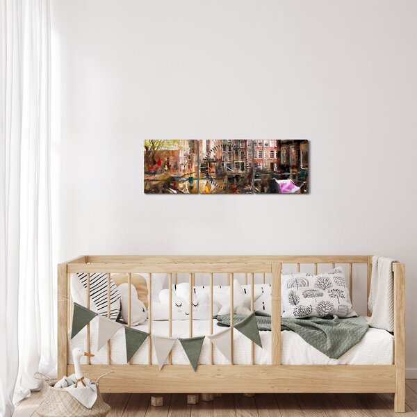Obraz - Amsterdam (s hodinami) (90x30 cm)