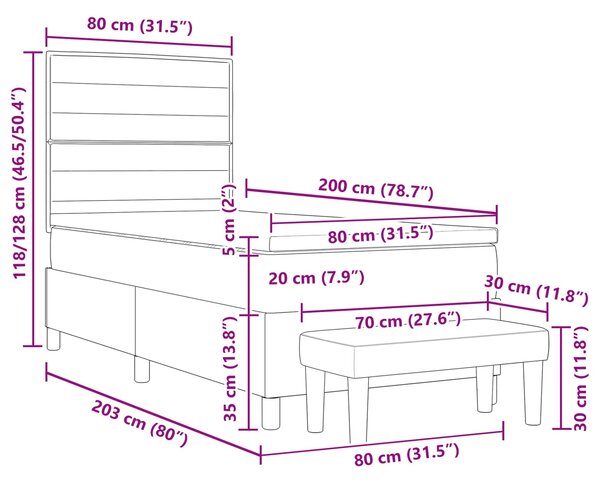 Postel s boxspringem s polštářem Černá 80 x 200 cm textil 3343948