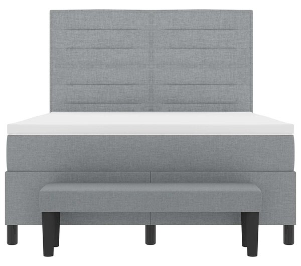 Postel s boxspringem s čelo Světle šedá 140 x 190 cm textil 3343988