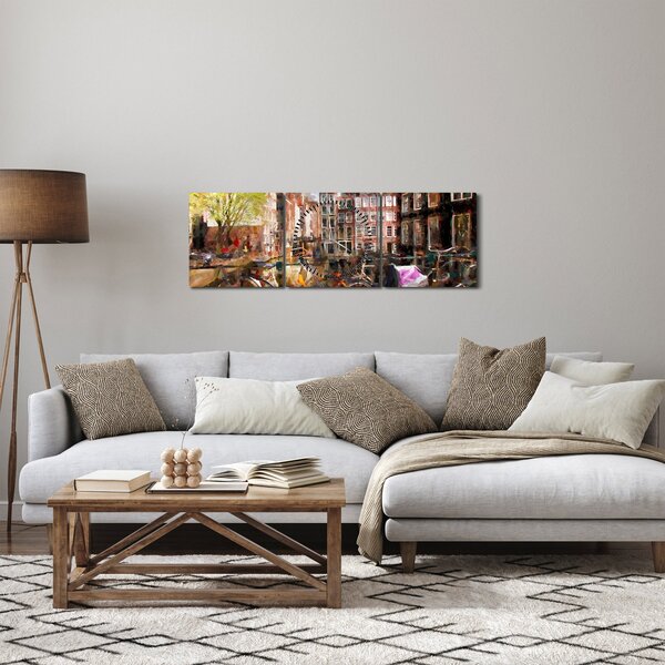 Obraz - Amsterdam (s hodinami) (90x30 cm)