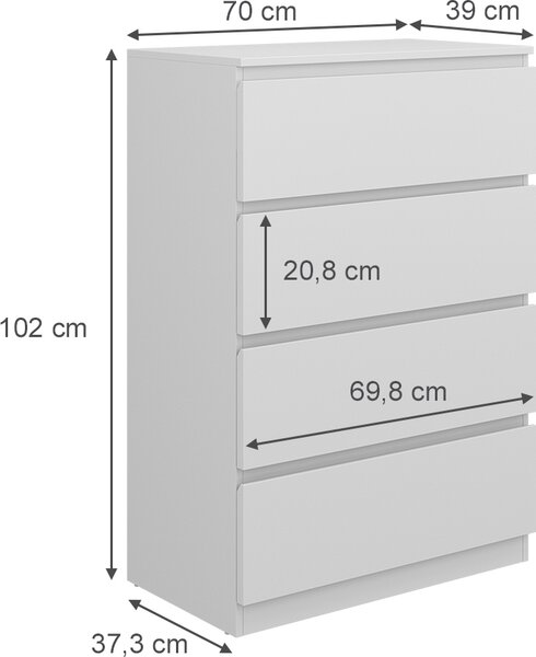 Komoda Vicco Calisto Bílá 70 x 102 cm, Model 41302
