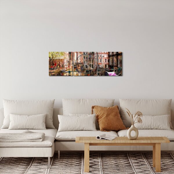Obraz - Amsterdam (s hodinami) (90x30 cm)