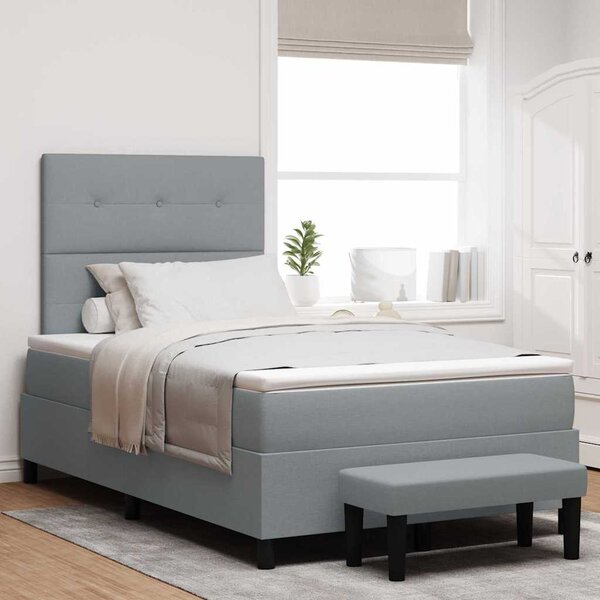 Postel s boxspringem s čelo Světle šedá 120 x 190 cm textil 3344051