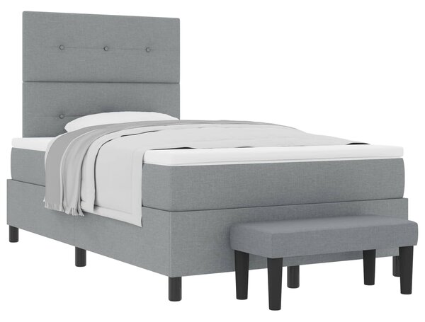 Postel s boxspringem s čelo Světle šedá 120 x 190 cm textil 3344051