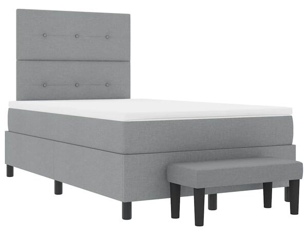 Postel s boxspringem s čelo Světle šedá 120 x 190 cm textil 3344051