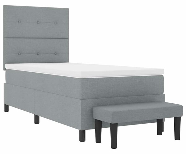 Postel s boxspringem s čelo Světle šedá 80 x 200 cm textil 3344023