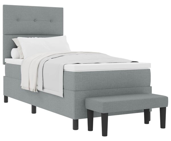 Postel s boxspringem s čelo Světle šedá 80 x 200 cm textil 3344023