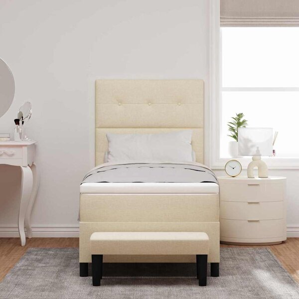 Postel s boxspringem s čelo Krémová 80 x 200 cm textil 3344028