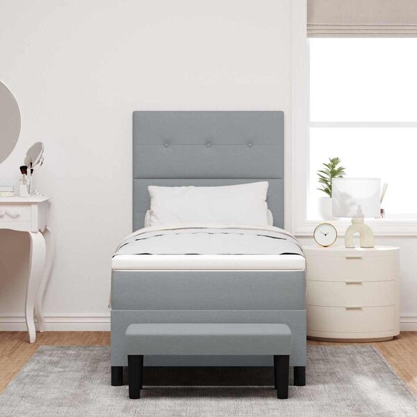 Postel s boxspringem s čelo Světle šedá 80 x 200 cm textil 3344023