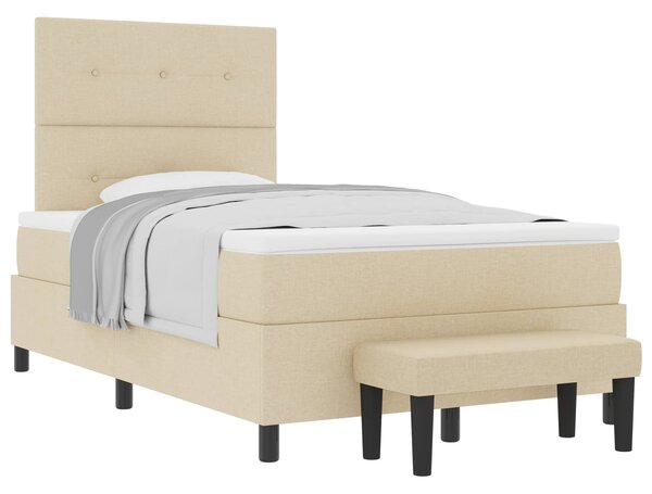 Postel s boxspringem s čelo Krémová 120 x 190 cm textil 3344056