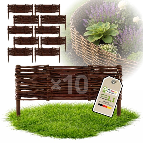 Floranica 10 kusů Vrbový plot 20 cm x 50 cm – Zahradní plot z vrbového proutí Palisáda Přírodní oplocení Ohraničení záhonu