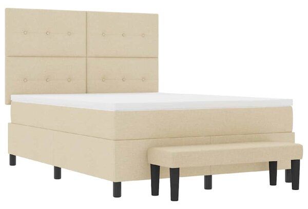 Postel s boxspringem s čelo Krémová 140 x 190 cm textil 3344070
