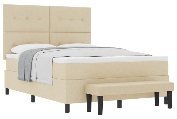 Postel s boxspringem s čelo Krémová 140 x 190 cm textil 3344070