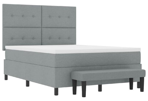 Postel s boxspringem s čelo Světle šedá 140 x 200 cm textil 3344072