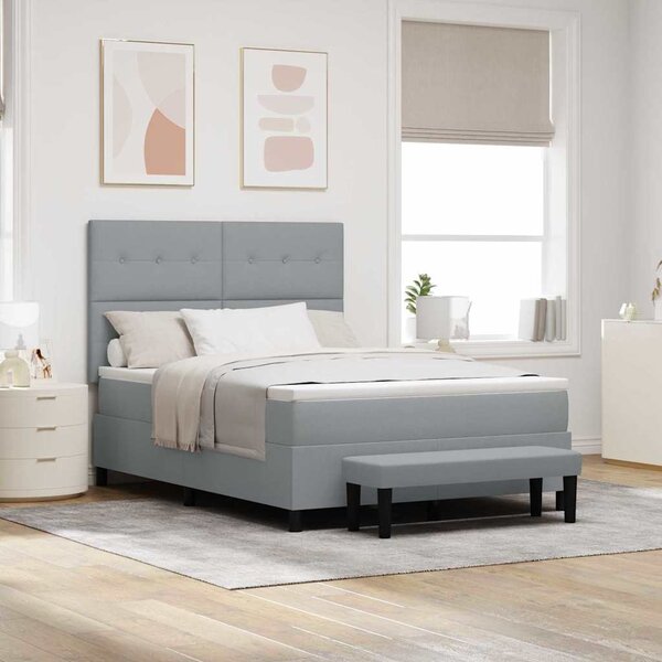 Postel s boxspringem s čelo Světle šedá 140 x 200 cm textil 3344072