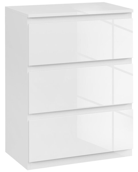 HOMCOM Komoda se 3 zásuvkami Moderní komoda do ložnice s designem proti převrhnutí 55x34x75 cm Světlá bílá | Aosom