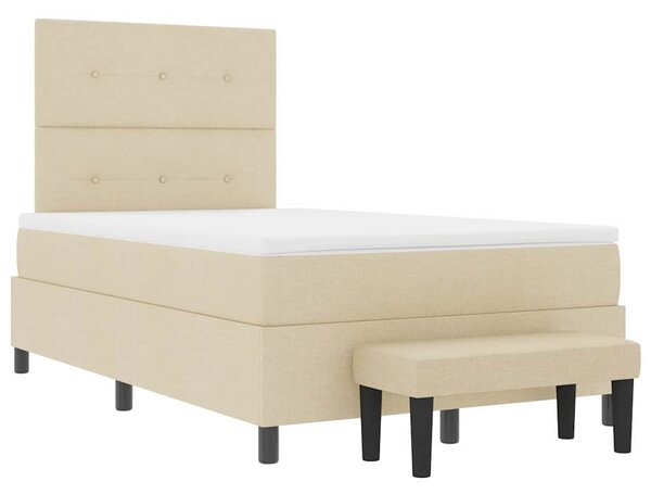 Postel s boxspringem s čelo Krémová 120 x 190 cm textil 3344056