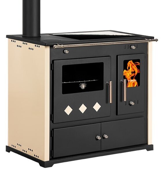 EEK A+ Practik Lux Eco 9,5 kW sporák na dřevo | trouba, sklokeramická deska Ivory Levá