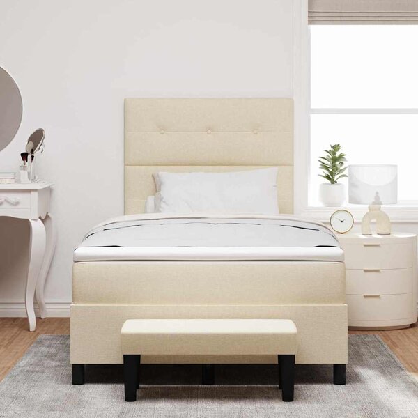 Postel s boxspringem s čelo Krémová 120 x 190 cm textil 3344056
